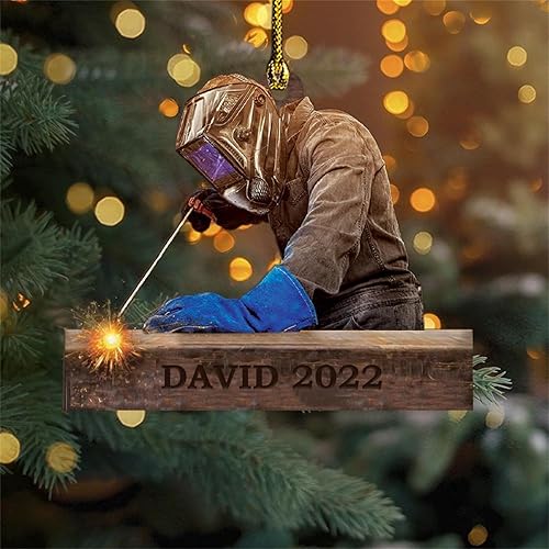 Miniatura 7 de Artparel Adornos de soldador personalizados con nombre personalizado, adorno de Navidad, regalos de soldador, adornos de soldador para árbol de