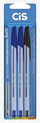 Caneta Esferográfica Scrit 1.0mm, CIS, Blister c/3 unidades (2 Azul, 1 Preta)