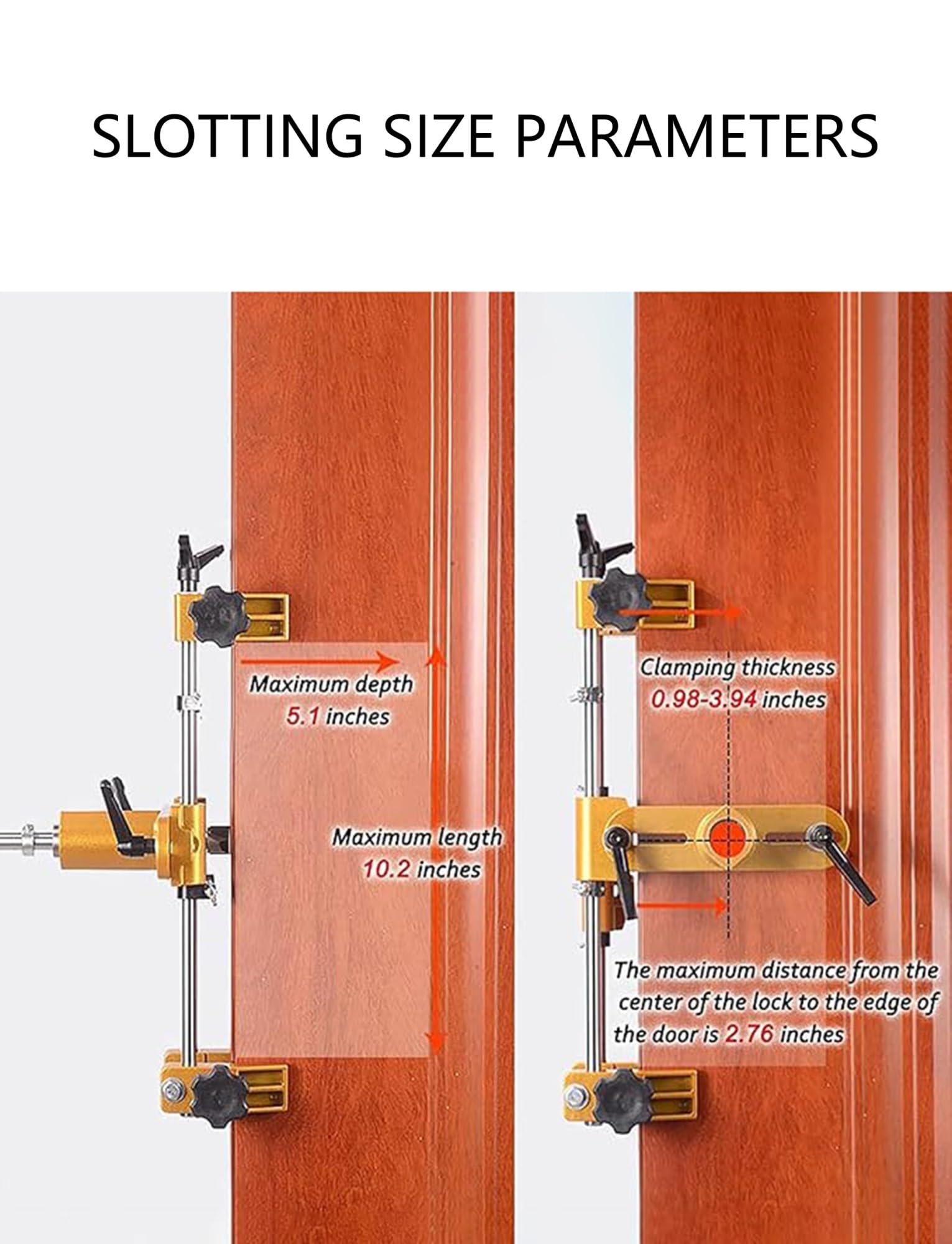 Kit de mortaja de cerradura de puerta, herramienta de apertura de agujeros de bloqueo con 3 cuchillas para puertas de madera, plantilla de mortaja de precisión para una fácil instalación y montaje