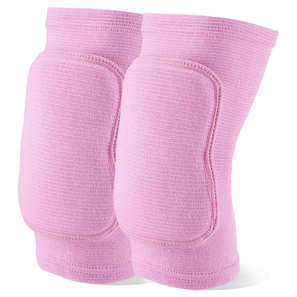 CREATCABIN Ginocchiere Pallavolo per Donne Uomini Morbide Traspiranti Ginocchiere Sportive Ginocchiere Protettive Elastiche per Basket Calcio Danza Yoga Allenamento Ciclismo Rosa Shocking 23 x 11.5cm