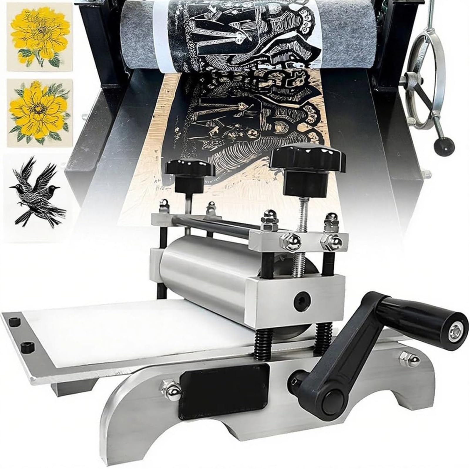 Macchina da stampa e incisione manuale, laminatrice per legno, rame, stampa in rilievo, telaio in alluminio, rullo in acciaio, per artisti, studi, artigianato fai da te