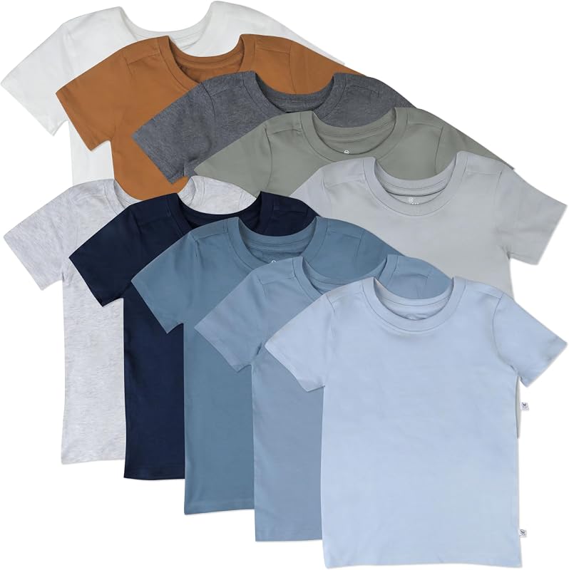 Camisetas HonestBaby 100% algodón orgánico de manga corta para bebé y niño (pack de 10)