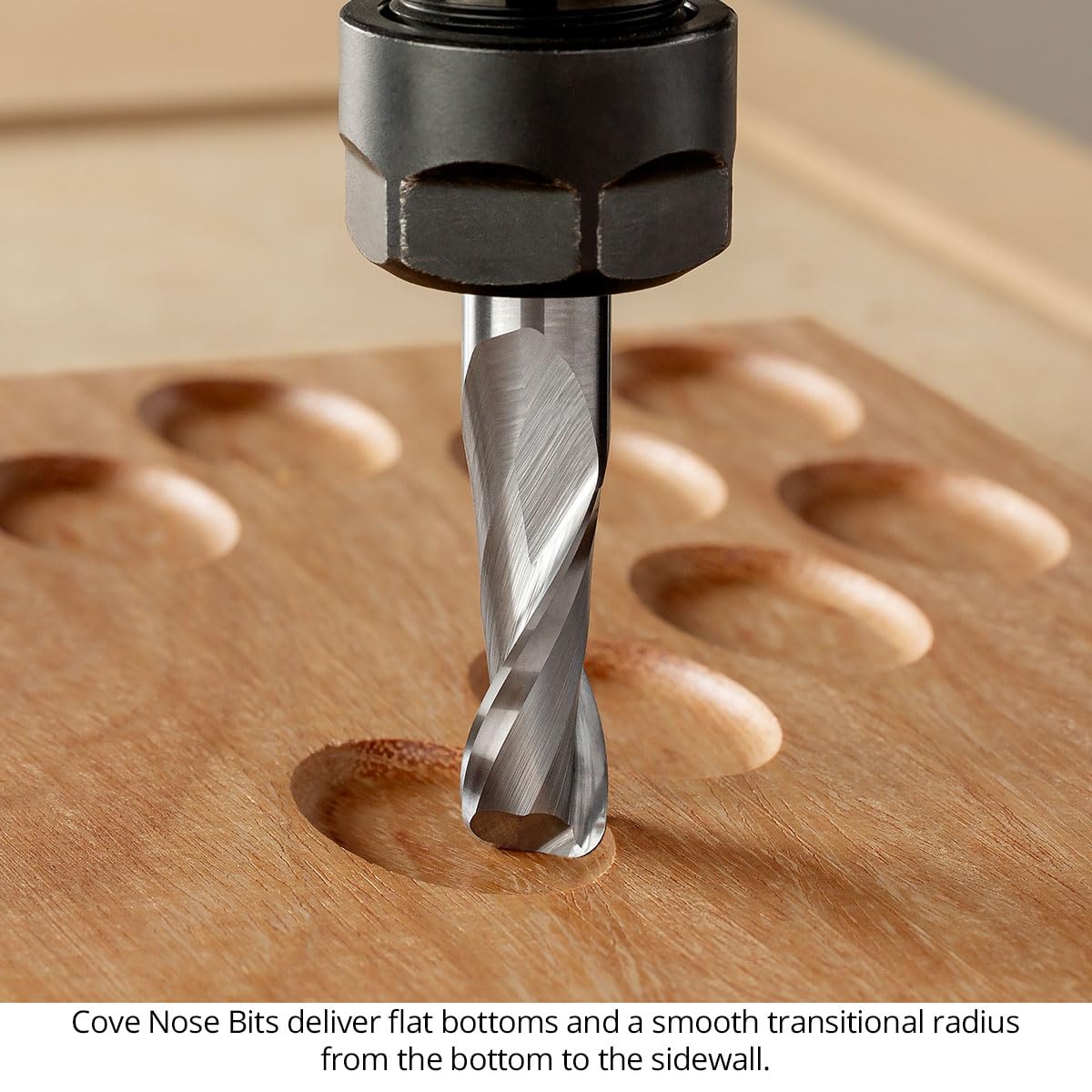 US2CNSET-3PC - Punte per fresa a spirale, raggio angolare, set con gambo da 0,6 cm, in carburo solido, 2 FL, prodotte negli Stati Uniti, fondo piatto e parete laterale liscia