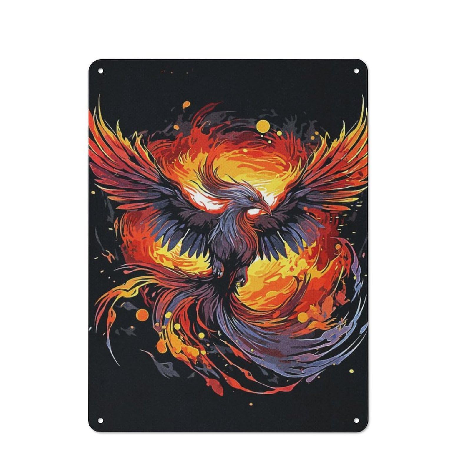 Junmoney Phoenix Mystic 40X30cm Retro Metal Sign With For Man Cave Or Games Room, Tin Sign Wall Decor For Games Rooms And Man Caves