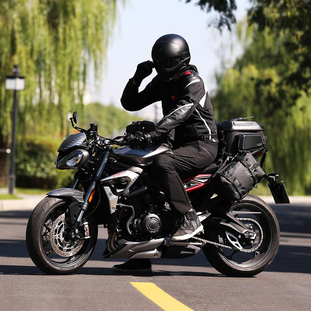 ENJOHOS Bolsa Parachoques Moto Impermeable 6L Maletas Laterales Alforjas Moto Negro