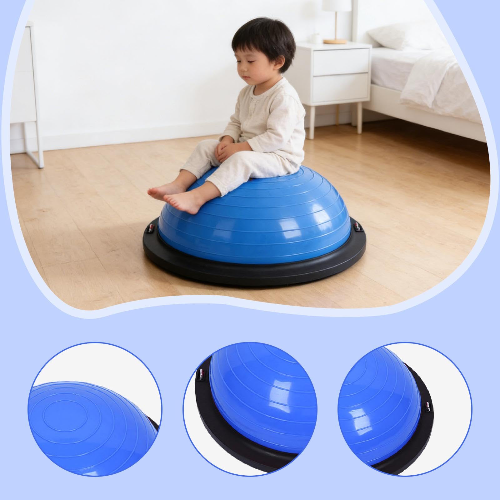 Pedana di Equilibrio a Mezza Cupola con Elastici di Resistenza – Punto di Allenamento per Bambini, Danza, Pilates E Flessibilità