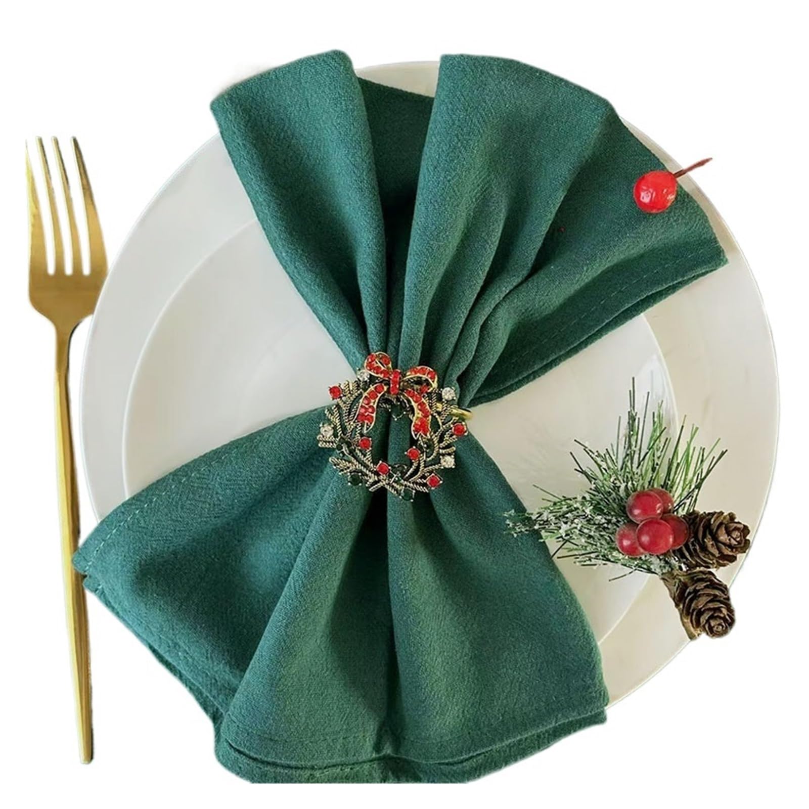 Weqyfdc Dark Green Linen Napkins 64Pcs Napkin Cloths 30X45cm Cotton Fabric Serviette Kitchen Tea Table Towels For Farmhouse Wedding Decoration(Dark Green)