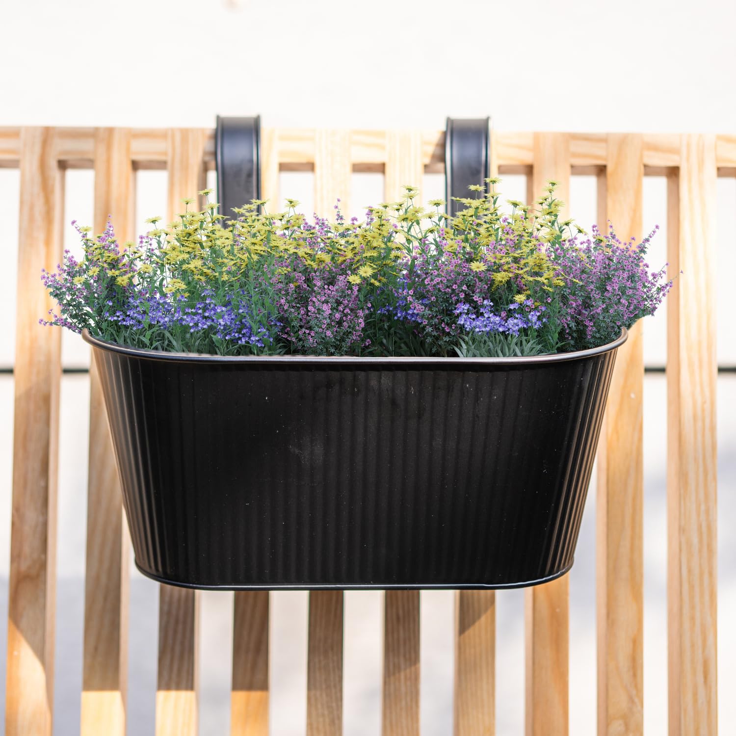 FabFinds Black Diamond Metal Over Fence Planter 26.5cm (2)