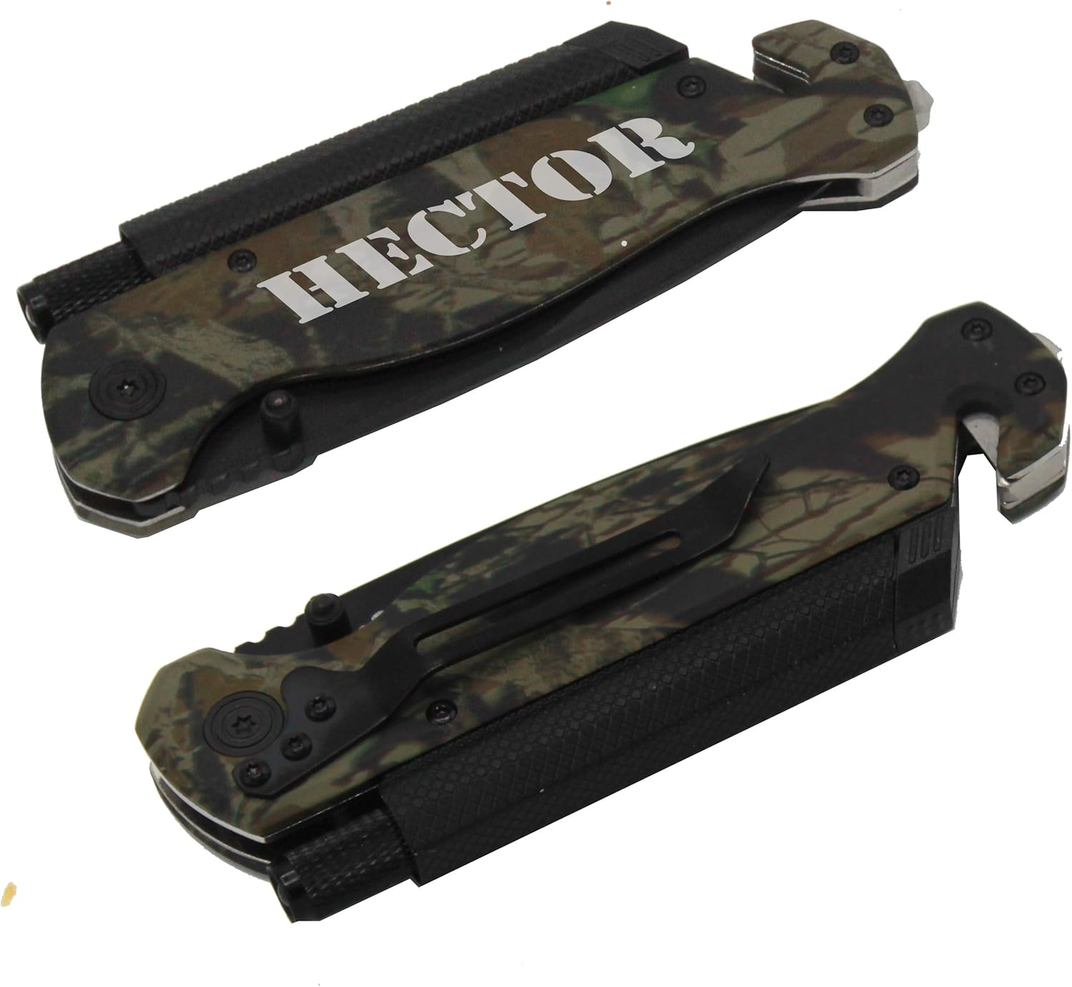 My Personal Memories Custom Engraved Survival Rescue Tactical Pocket Knife - Customized Personalized Groomsmen Knife Gifts (Camo)