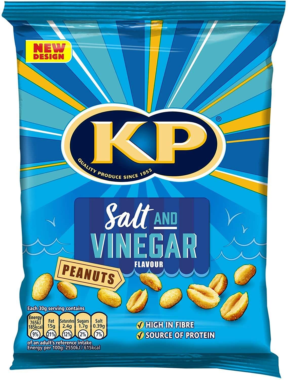 KP Nuts Salt & Vinegar Peanuts - 65g - Pack of 8