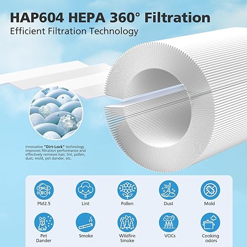 Miniatura 4 de Paquete de 2 filtros de aire HEPA HAP604 H13 compatibles con ECOSELF HAP604 purificadores de aire para el hogar, habitación grande, entrada y salida
