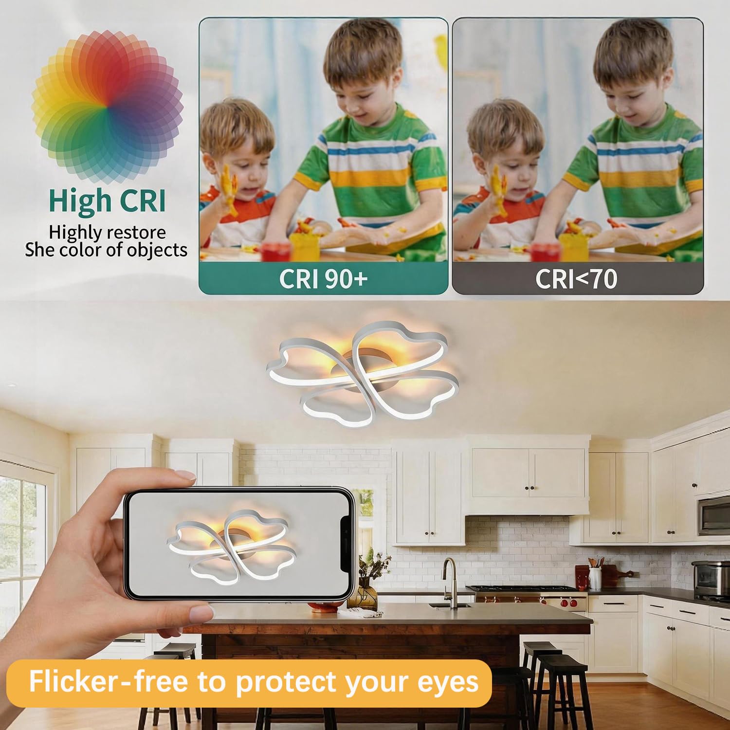 LED Deckenleuchte Kreative Herzförmige Design Deckenlampe Modern Schlafzimmerlampe Dimmbar mit Fernbedienung APP, Timer Funktion, Nachtlichtfunktion, für Kinderzimmer Babyzimmer, Weiß 43cm