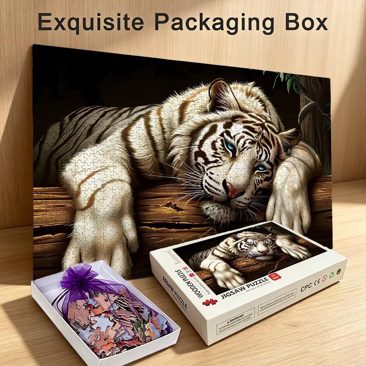 Puzzle 1000 Pezzi, Puzzle Tigre Bianca, Legno Pezzi, Regalo Donna -10865