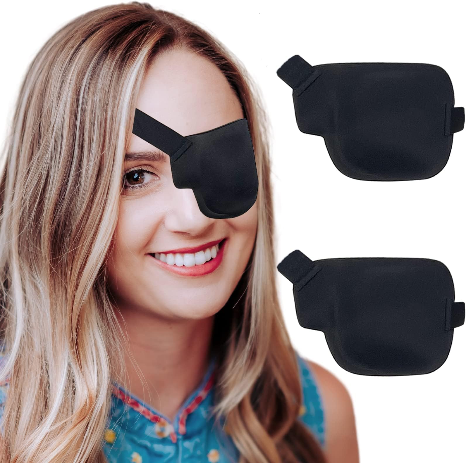Eye Patches for Adults and Kids, 2 Pcs 3D Eye Patch Black Adjustable Medical Eyepatch for Lazy Eye Amblyopia Strabismus and After Surgery (Left Eye - Black, 1 Count (Pack of 2))