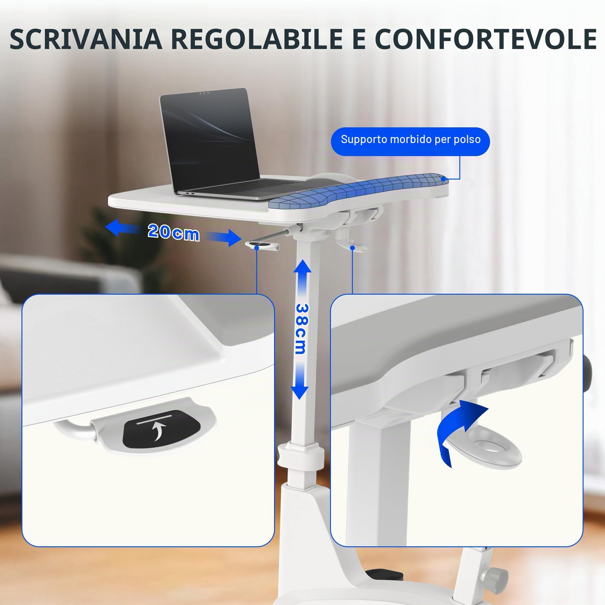 FlexiSpot V9 Lite Cyclette con Scrivania, Bicicletta da Fitness Portatile con Telaio Stabile e Funzionamento Silenzioso, per Casa e Esterni, Capacità 100 kg, Allenamento Aerobico
