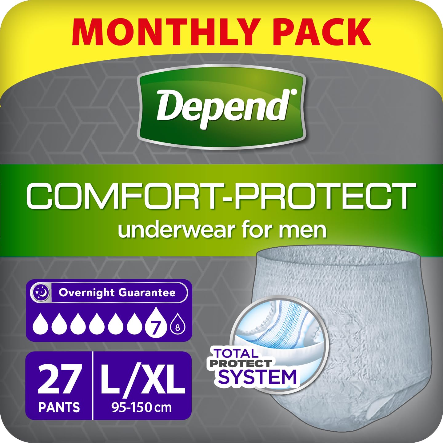 Depend Comfort Protect Incontinence Pants for Men, Large/Extra-Large - 27 Pants