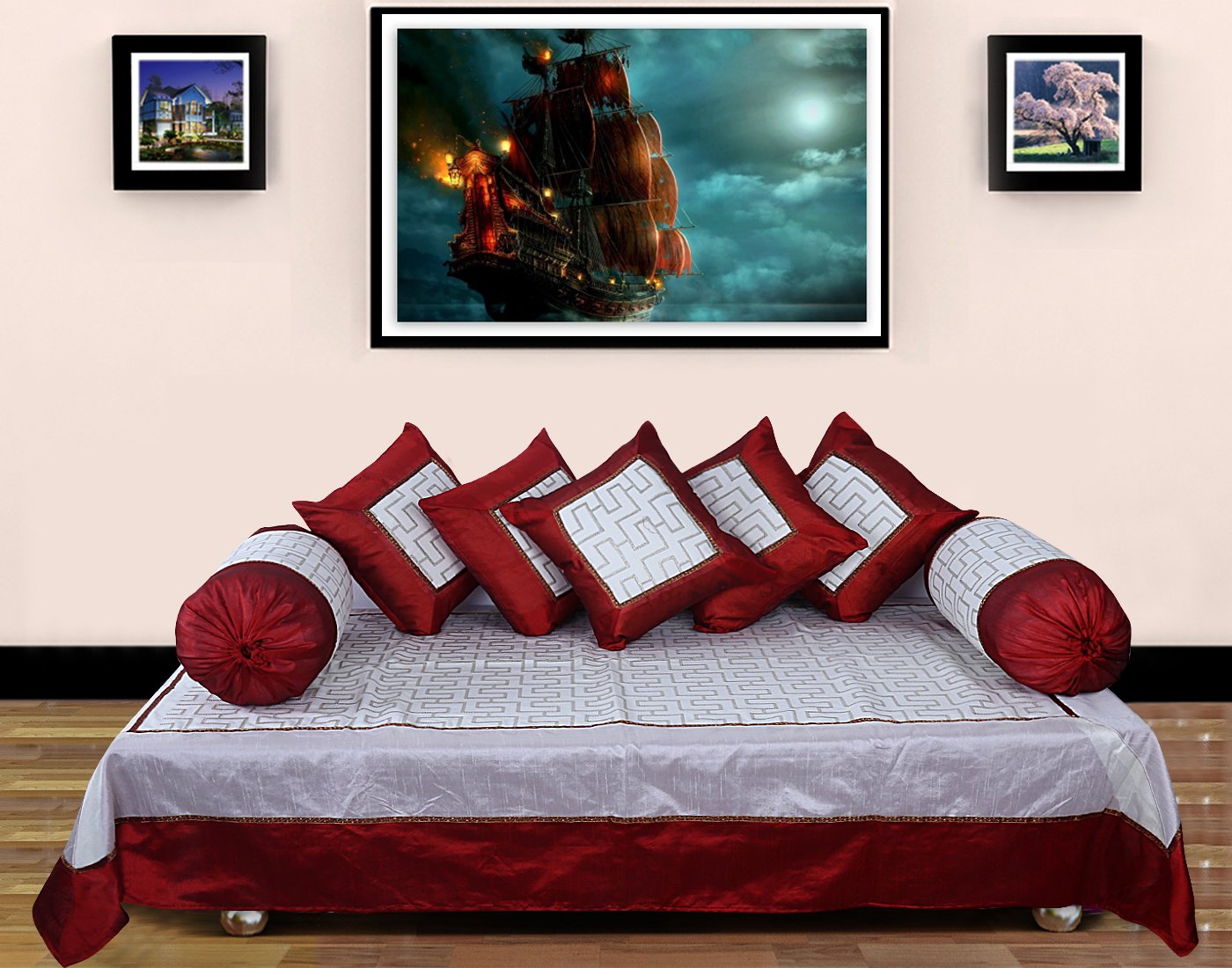 Rustic India Embroidered Silk Diwan Set