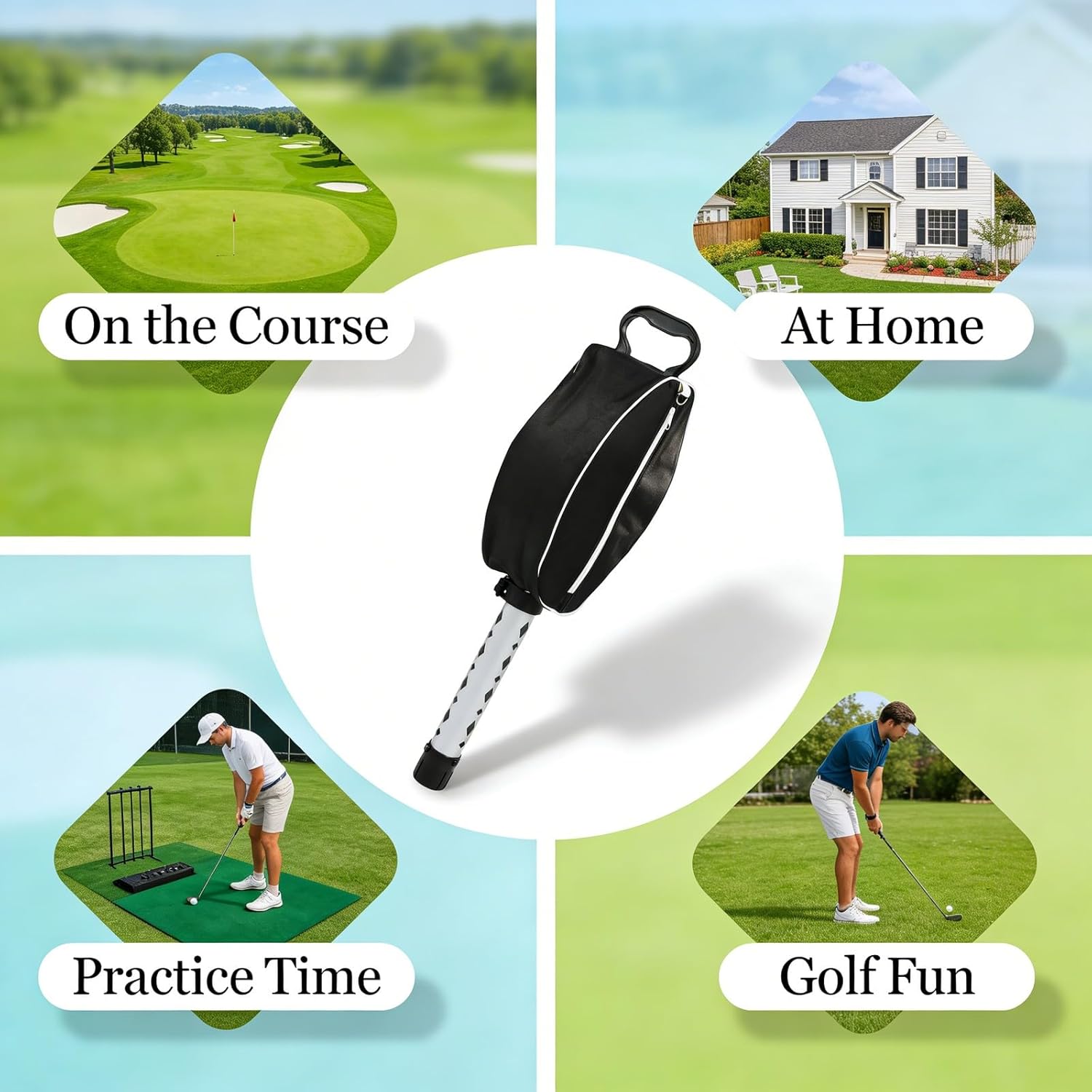 Telescopic Aluminum Golf Ball Retriever, Shag Bag, 80 Ball Capacity - Adjustable Height, Waterproof Nylon, No - Bend Pickup