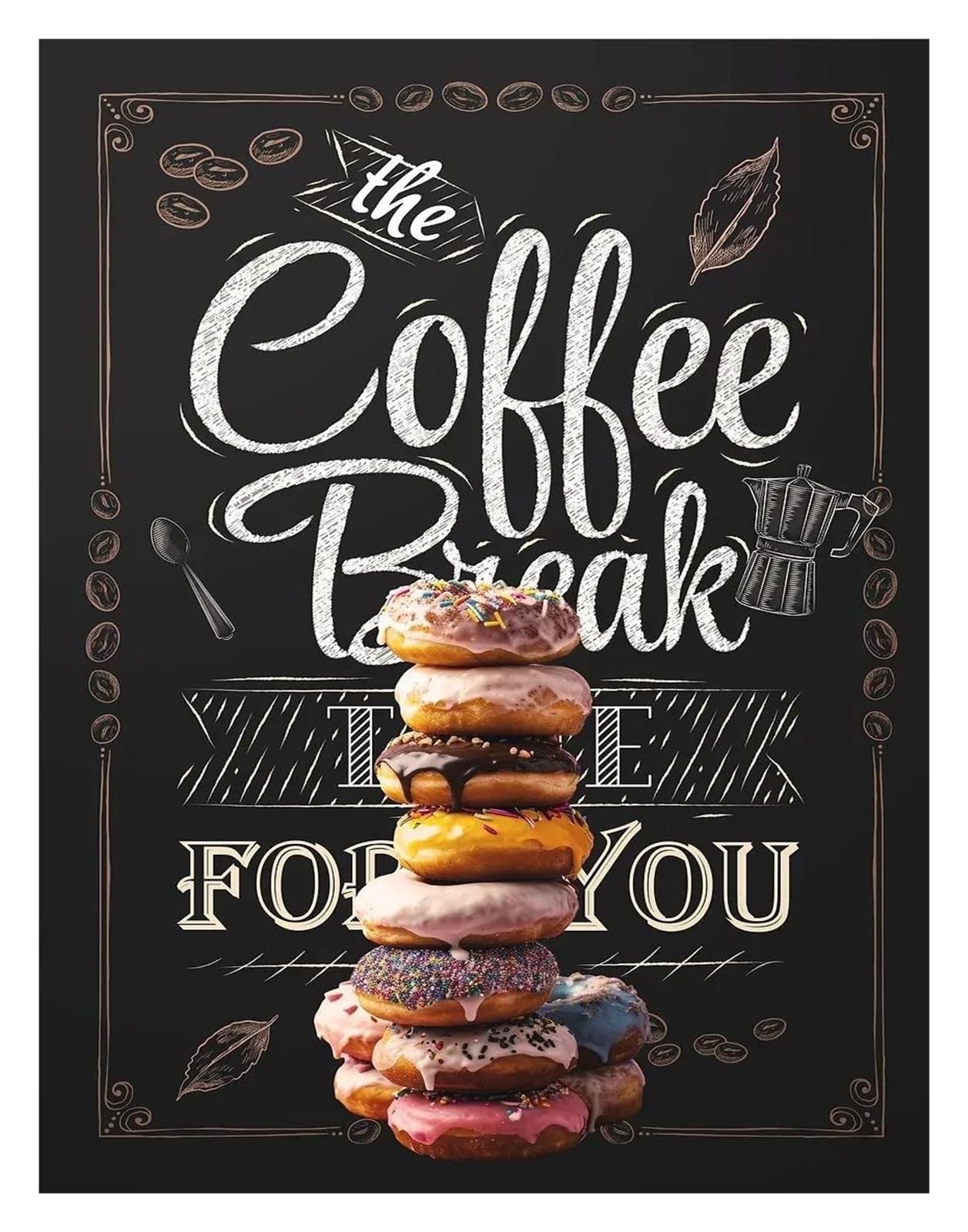 Xenite G Wall Art Canvas Prints Coffee Cup Poster Nordic Prints Bakery Pizza Chalkboards Canvas Paintin Pictures For Cafe Store Home Kitchen Decor(,50X70cm)