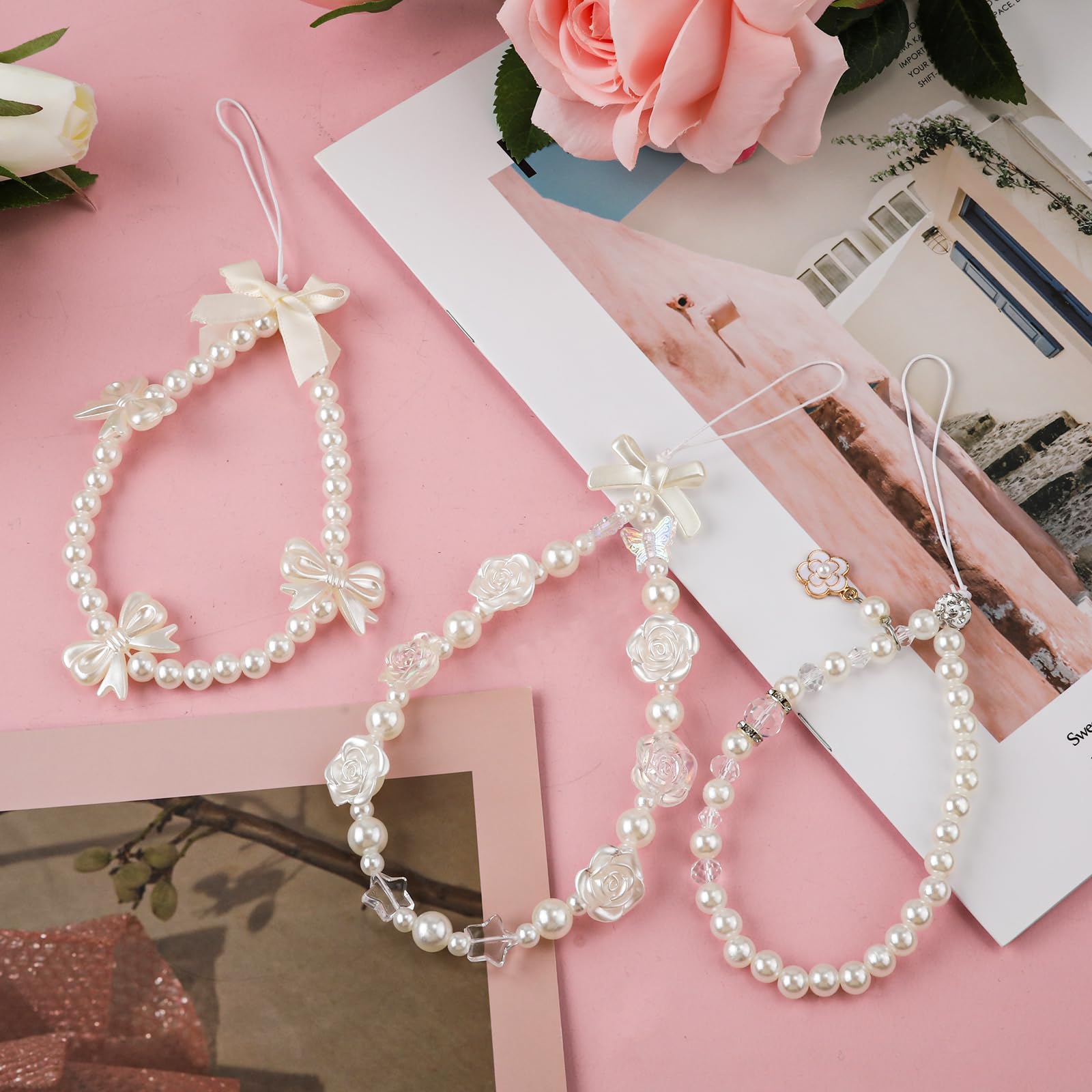 NQEUEPN 3pcs Beaded Phone Bracelet Strap - Image 3