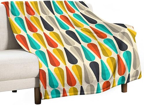 Miniatura 172 de Manta de tiro floral retro de los años 70, estilo bohemio, ondulado, geométrico, hippie, lindas flores, amarillo y naranja, manta con estampado