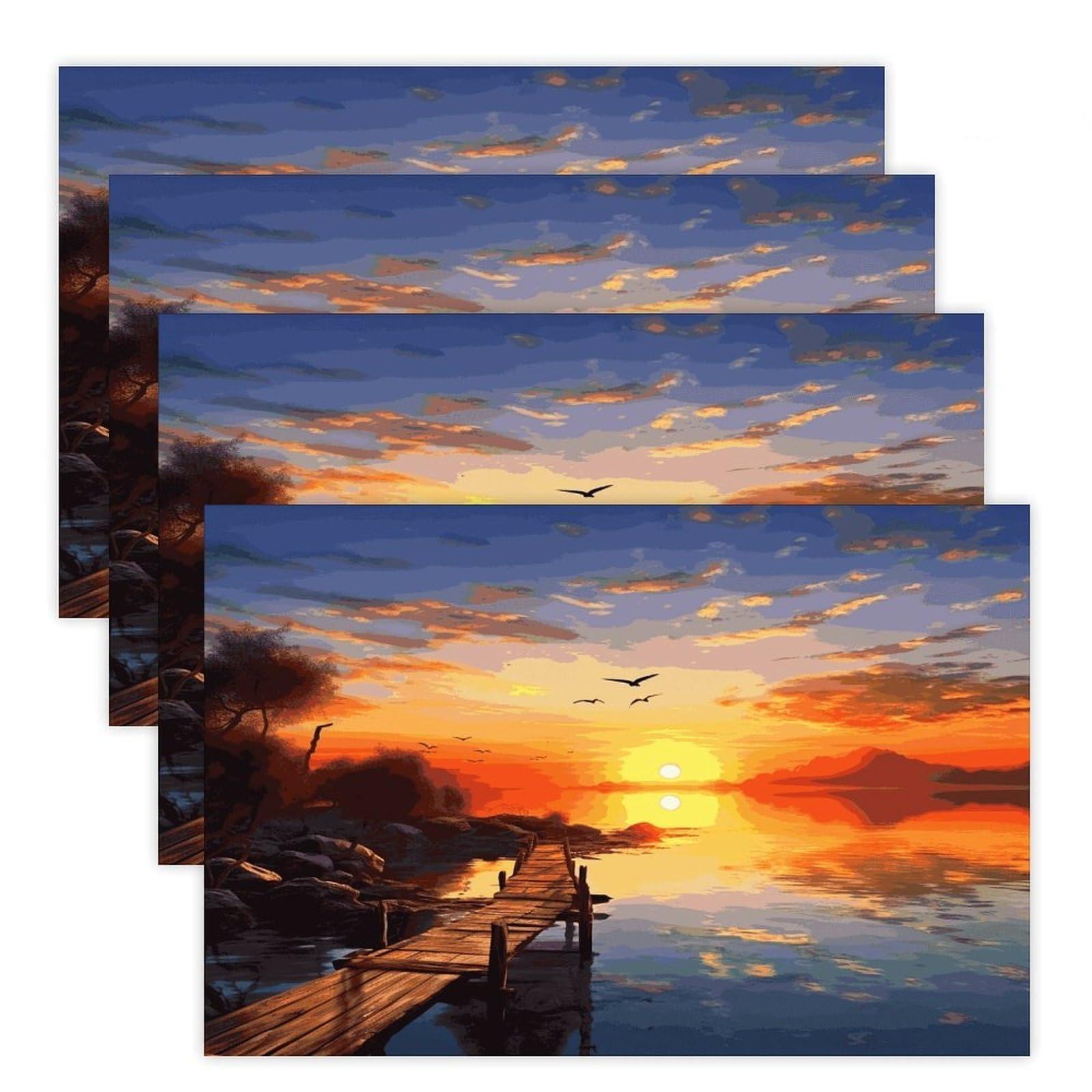 Sunset Scenery Placemats Heat-Resistant Washable Place Mats Anti Slip Dining Table Place Mats Wipeable Dining Table Mats Kitchen Decoration Placemats 17.7’’×11.8’’