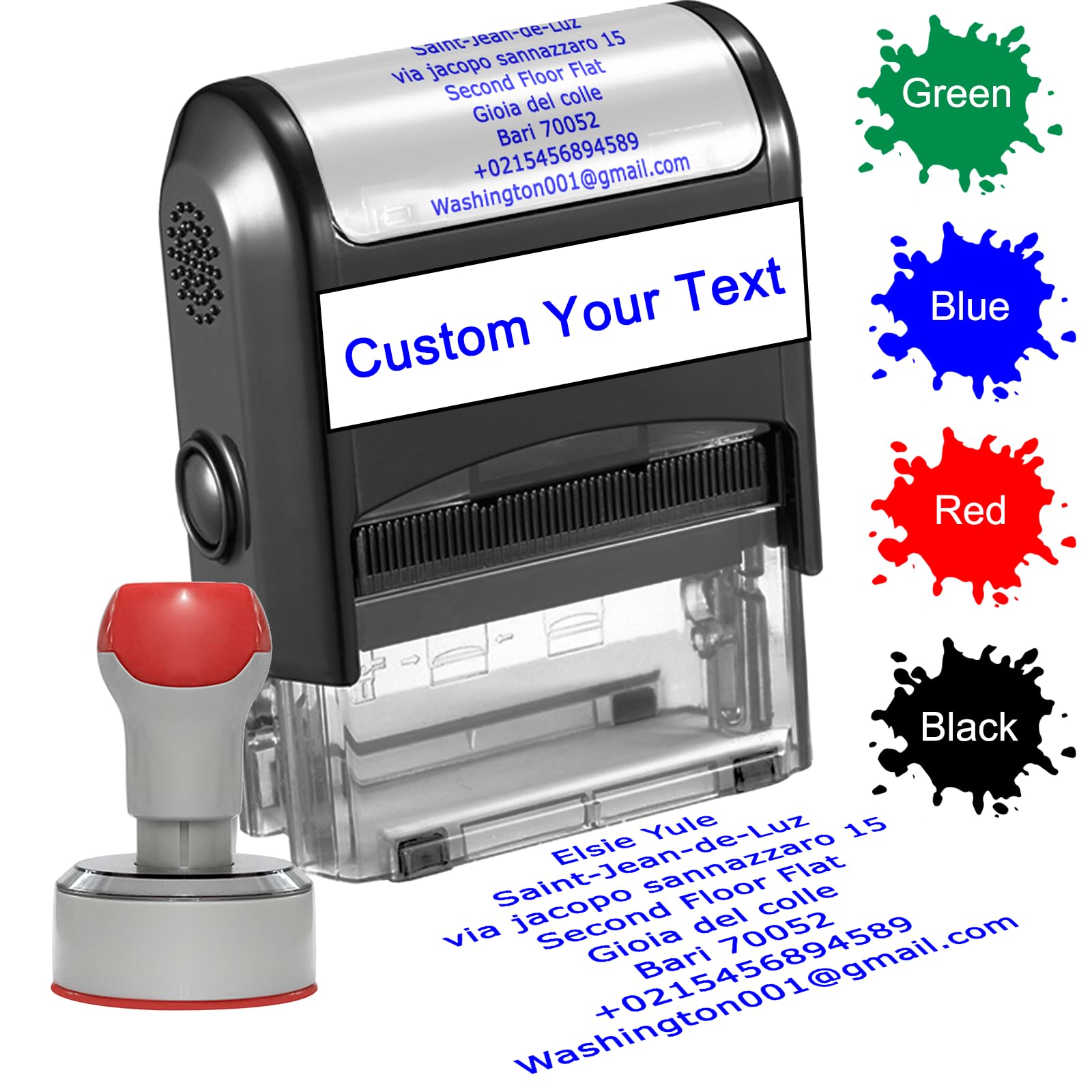 Custom Stamps Self Inking Customised Stamps for Business Personalised Ink Stamps with Name Return Address Date Rubber Stamps 8 Lines