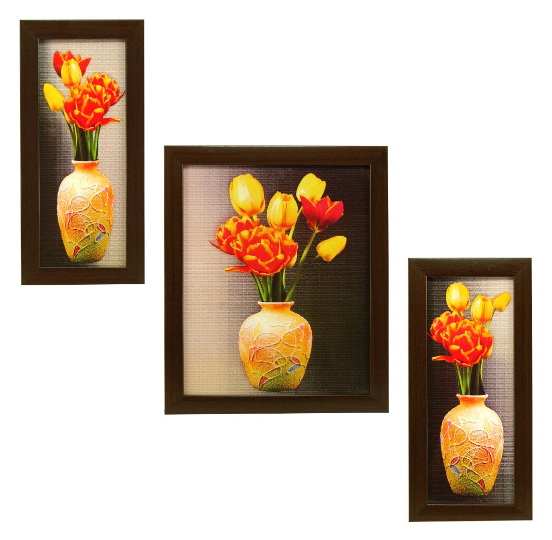 Indianara 3 Piece Set of Framed Wall Hanging Art-Multicolour