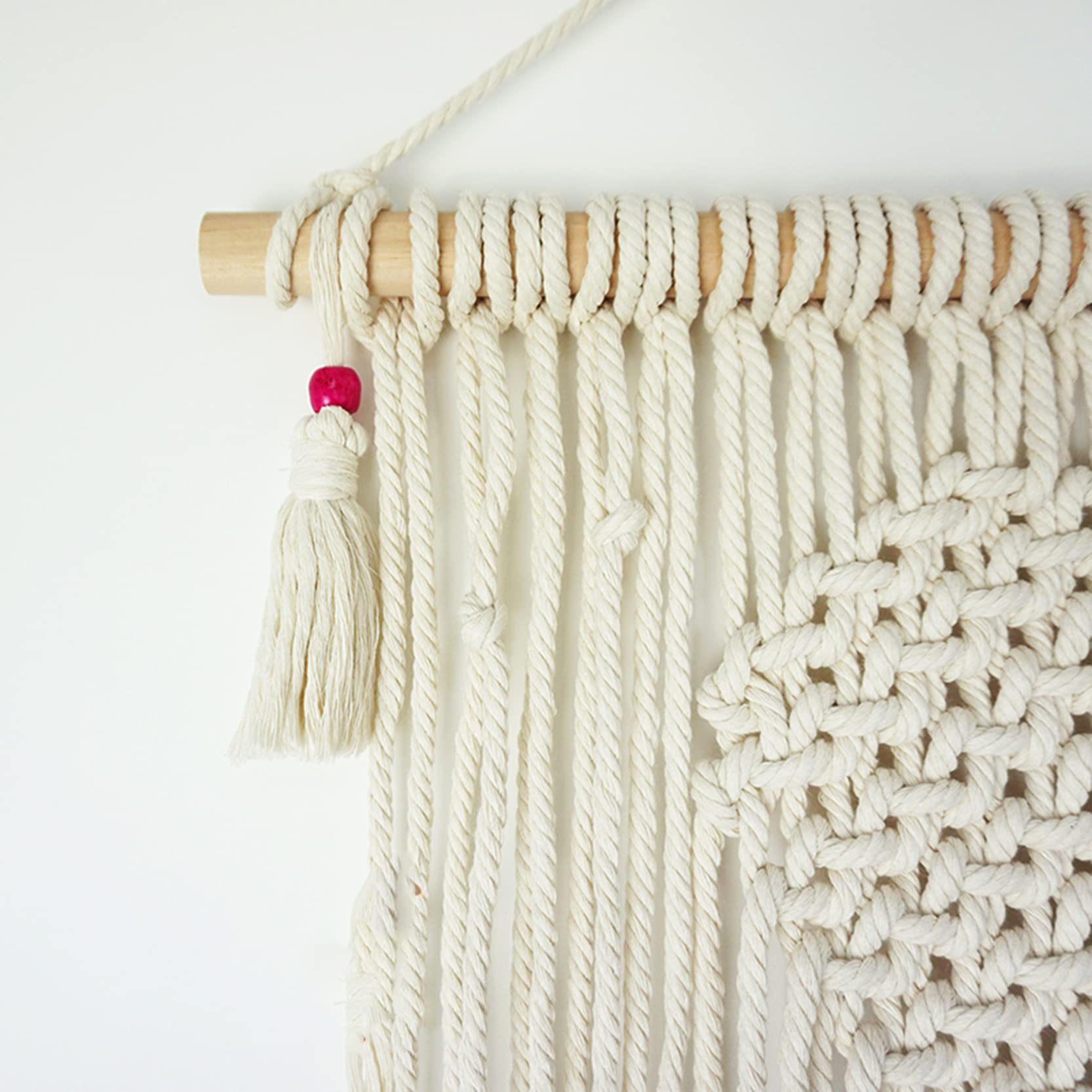 Tapiz para colgar en la pared de macramé, bohemio, chic, 50 x 75 cm, macramé, tela de algodón, hecha a mano, decoración del hogar