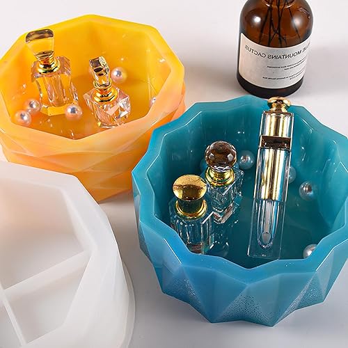 Miniatura 7 de Molde de silicona para macetas de hormigón a rayas origami para suculentas, jarrón, cemento, arcilla, yeso, epoxi, caja de almacenamiento