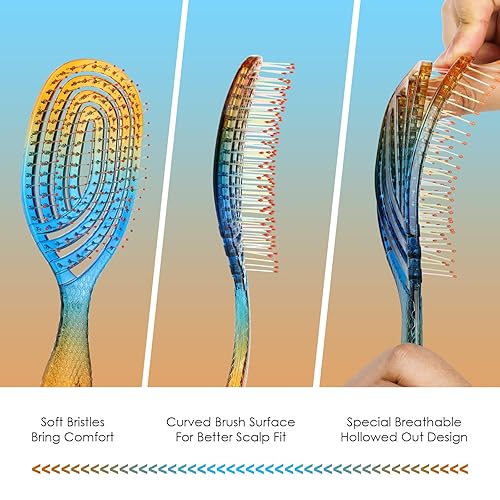 Miniatura 3 de CANDYBRUSH - Cepillo desenredante para cabello húmedo para secado con secador para mujeres, cabello liso, ondulado, fino, cerdas suaves,