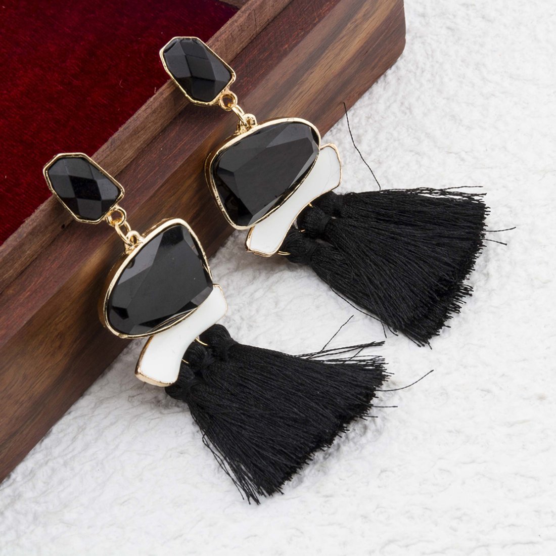 Luxuria Edition Glass Bead Plated Tassel Earrings