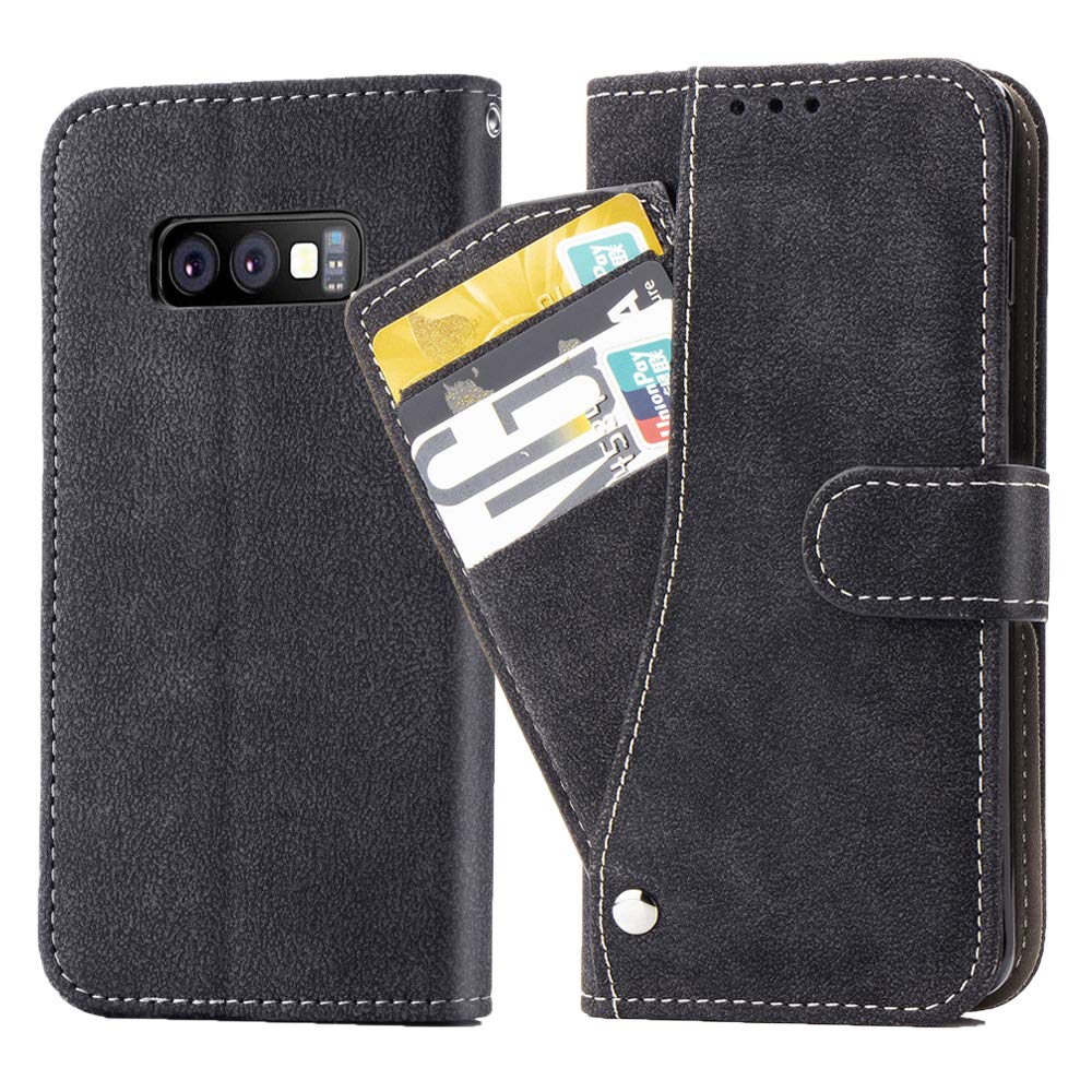 AsuwishSamsung Galaxy S10E Wallet Case,Leather Phone Cases with Credit Card Holder Slot Kickstand Stand Slim Rugged Flip Folio Protective Cover for Samsung Galaxy S 10E GS10E 10SE Girls Men Black