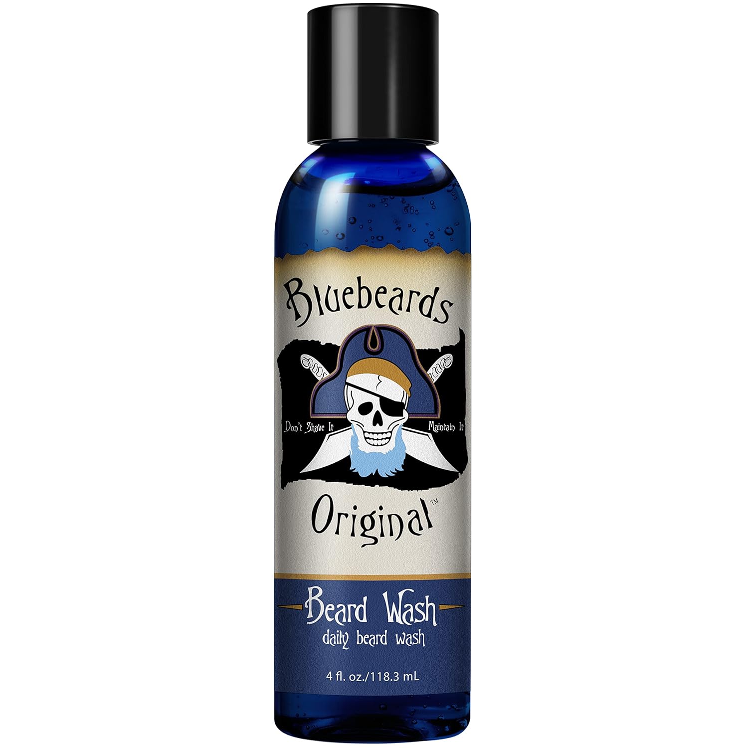 Beard Wash for Men – 4 oz Bluebeards Original Natural Beard Wash and Beard Moisturizer, Infused with Aloe & Lime – Deeply Cleans, Softens, and Conditions Your Beard and Skin Underneath – Made in USA
