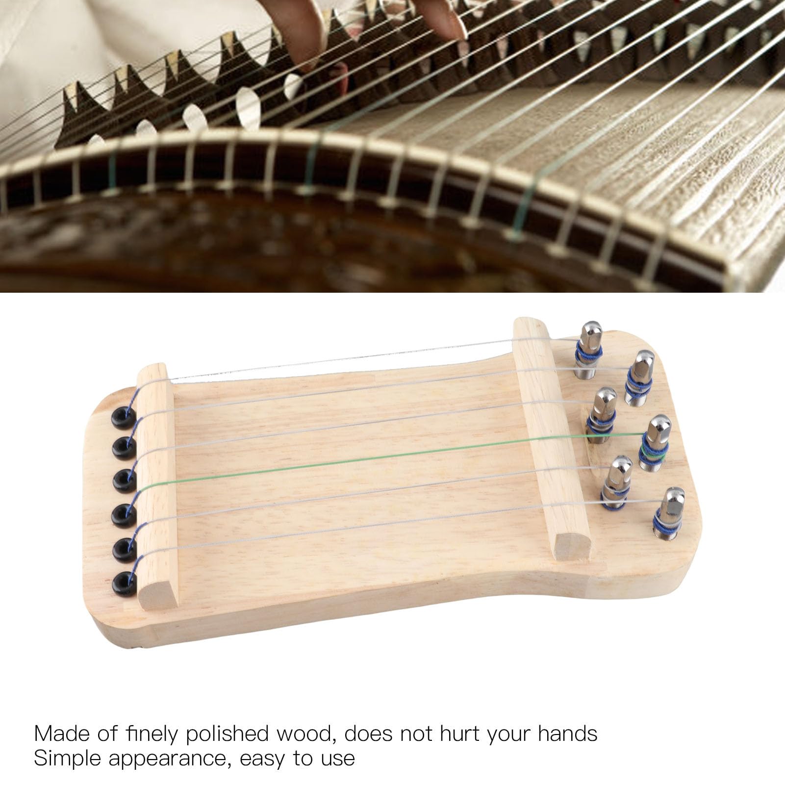 Mini outil d'entraînement Guzheng à 6 cordes avec sac de rangement inclus pour l'entraînement technique de la main droite, se familiariser avec le doigté, entraîneur de