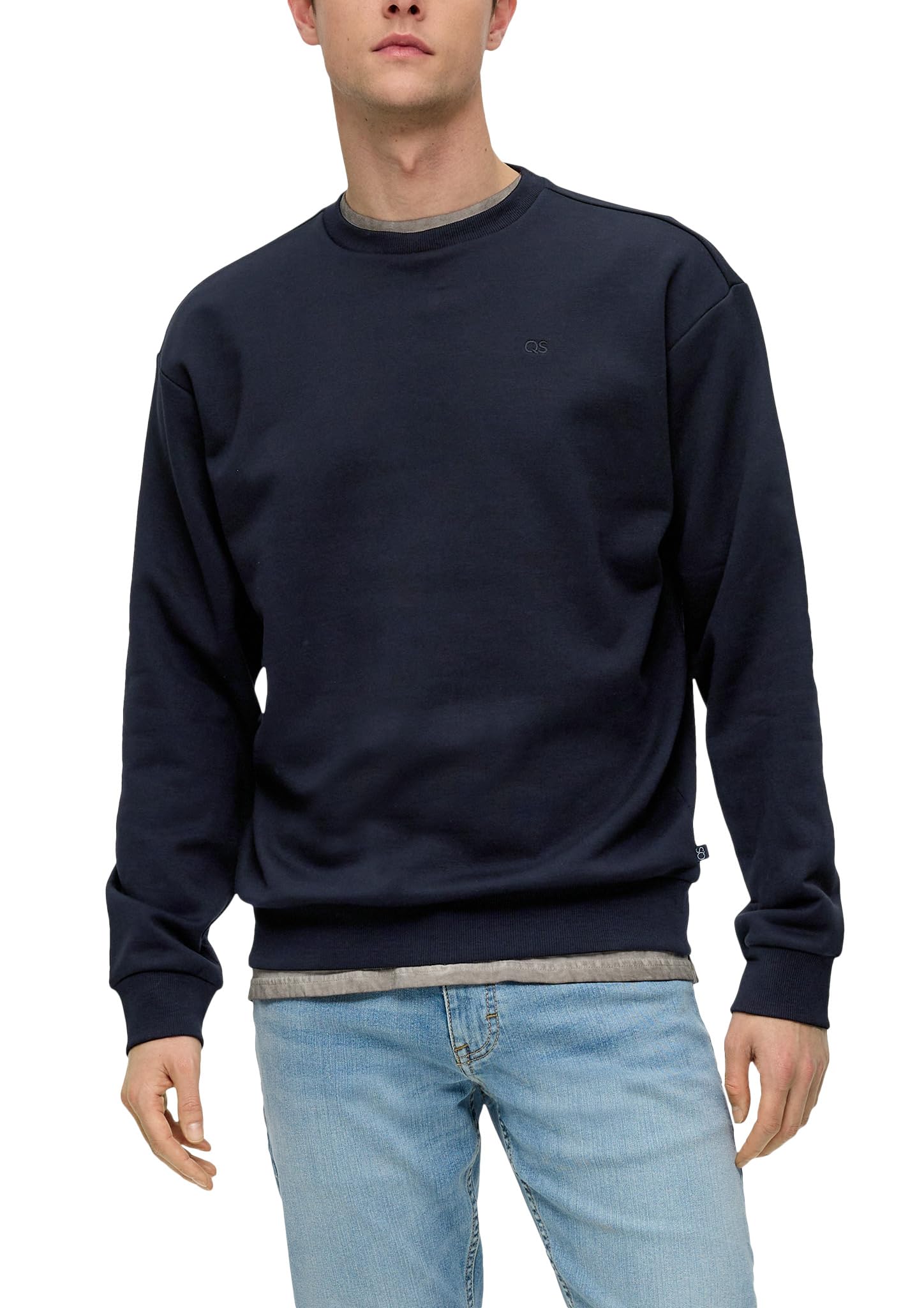 QS Embroidered Logo Sweatshirt, Deep blue, L