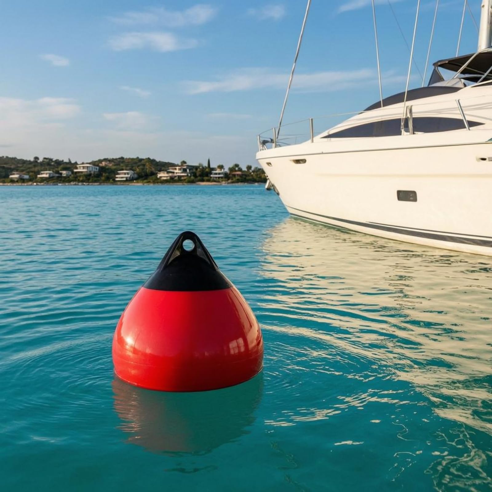 Aufblasbare Schwimmboje Bootsfender Kollisionsschutz Marine Markierung Wasser Plattform Teardropförmig mit Starker Halterung für Bootsverkehr Wassersportverwendung