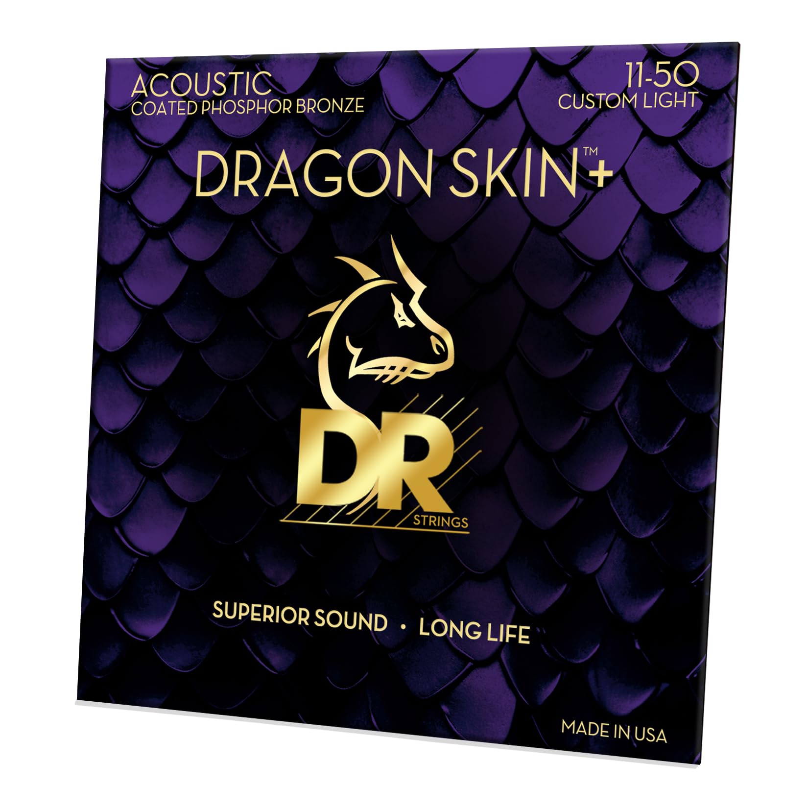 DR DAP-11, DRAGON SKIN+™ Coated phosphor bronze acoustic guitar strings, Superior sound with pleasant feel & long lifespan