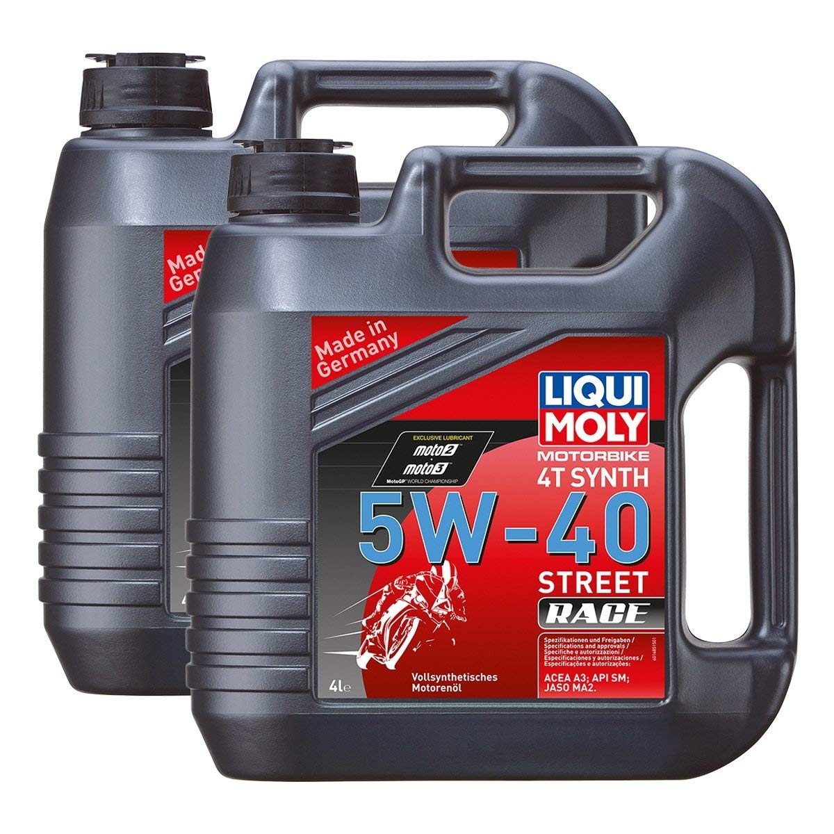 2x LIQUI MOLY 1685 Motorbike 4T Motorrad Synth Sport Street Race 5W-40 4L