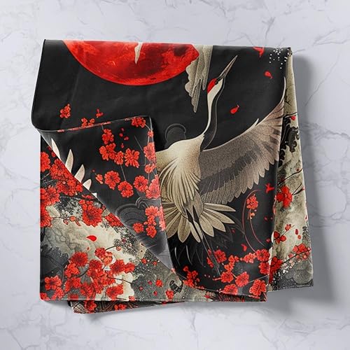 Miniatura 2 de Erosebridal Tapices de arte japonés vintage retro Ukiyoe para colgar en la pared, elegante flor de cerezo, arte de pared de grulla de animales