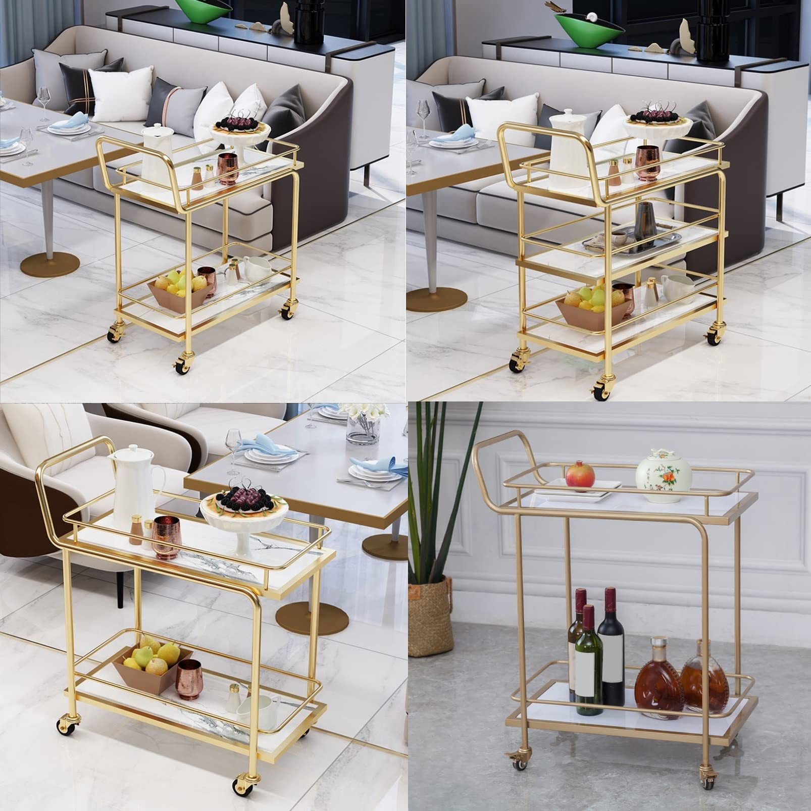 Amazon | サービングトロリー サービスワゴン キャスター付き2段