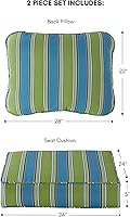 Vista 112 de Greendale Home Fashions 2-Piece Outdoor Deep Seat Cushion Set, Steel Blue Stripe