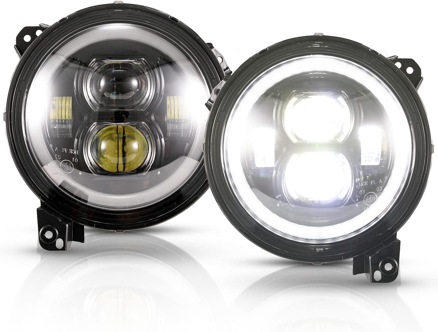 BUNKER INDUST Wrangler JL 9” Inch LED Headlights with Halo DRL,Pair Round Headlamp with Daytime Running Lights for Jeep Wrangler JL 2018 2019 2020 2021 2022 Jeep Gladiator JT Accessories