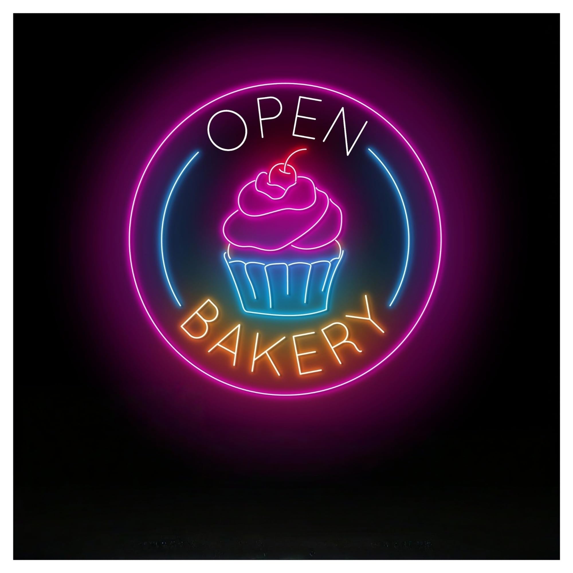 RONGCH Hanging Art Neon Signs Open Bakery Neon Sign Cupcake Cake Store Wall Art Decor 55cm