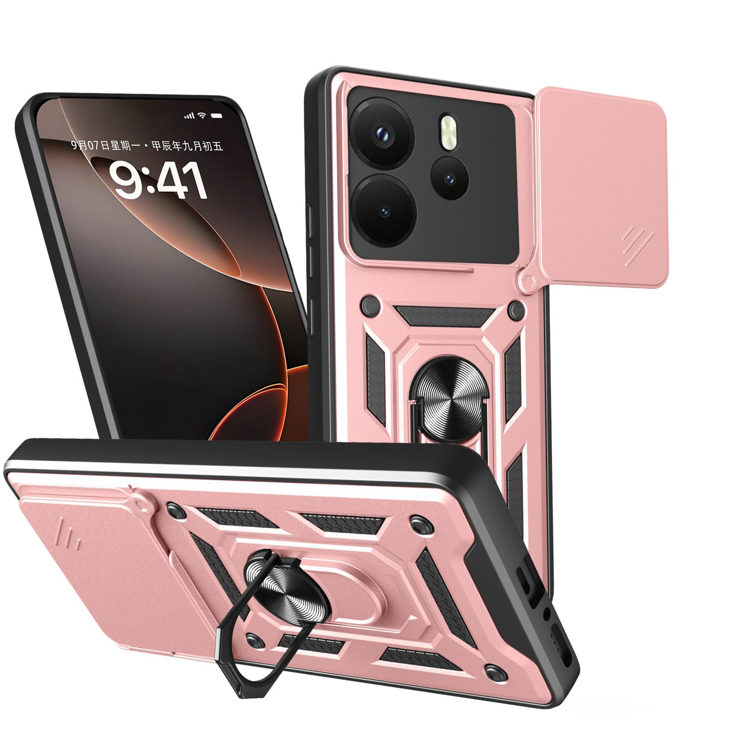 Kukoufey Compatible with Xiaomi Redmi Note 14 4G Case Cover,with Slide Camera Lens Cover Compatible with Xiaomi Redmi Note 14 4G 24117RN76L 24117RN76G