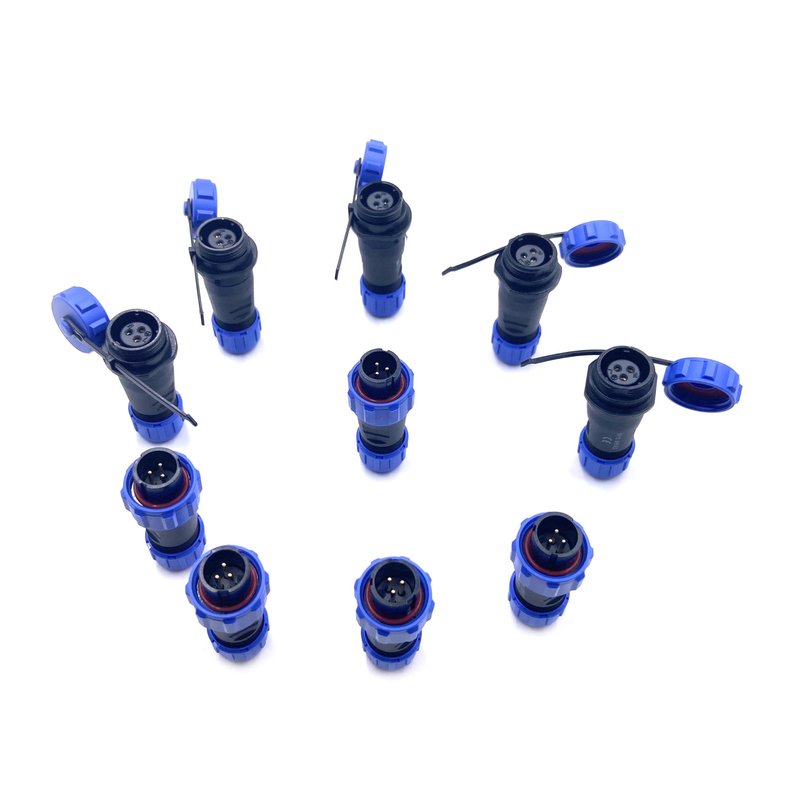 5 connettori per aeronautica SP13 a 3 poli, IP68 3 pin, spina aviazione senza saldatura, spina impermeabile per lampade esterne, 250 V 13 A (14 AWG cavo a vite crimpatura)