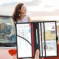 Vista 2 de RSAquar Funda para Registro y Seguro de Automóvil, Organizador de Guantera para DNI, Tarjetas de Licencia de Conducir y Documentos Esenciales