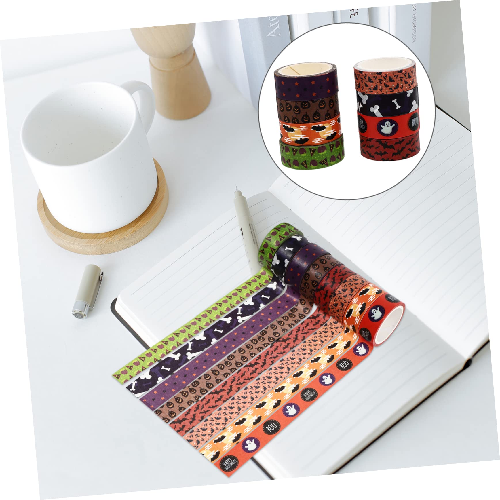 NUOBESTY 56 Rollos washi Adhesiva Decorativa Adhesiva para Scrapbooking Manualidades Halloween Manualidades de Halloween Cintas para Envolver de Halloween