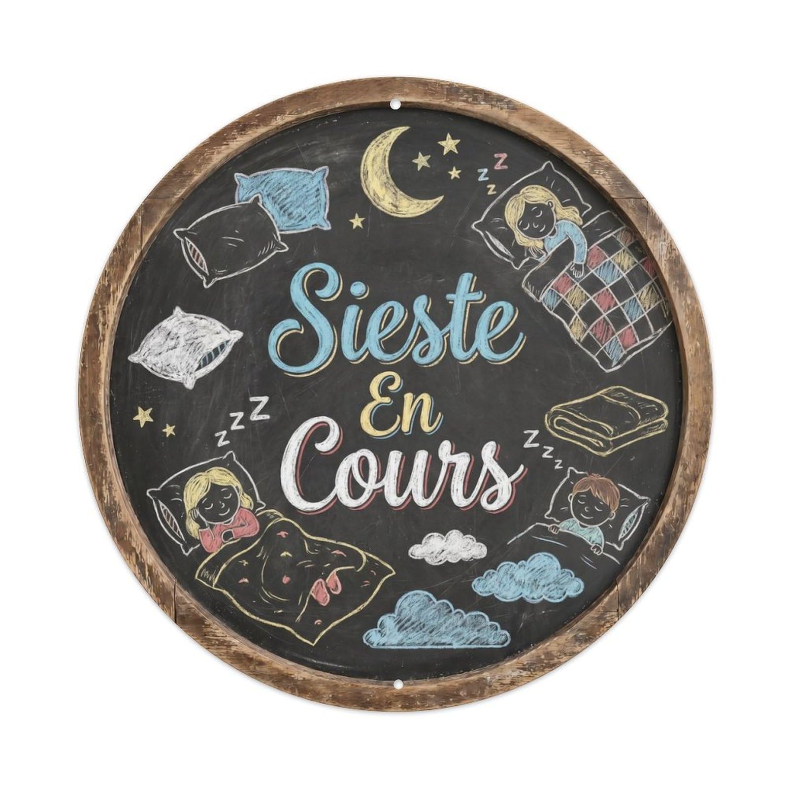 Sieste En Cours Nap Bedroom Door Sign Slate Metal Tin Sign
