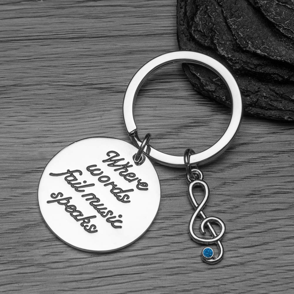 Infinity Collection Music Keychain - Musically Keychain- Treble Clef Jewelry - Singer Microphone Keychain for Music Lover, Musicians (December)